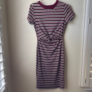 Lulu's Burgundy and White Striped Midi Dress
